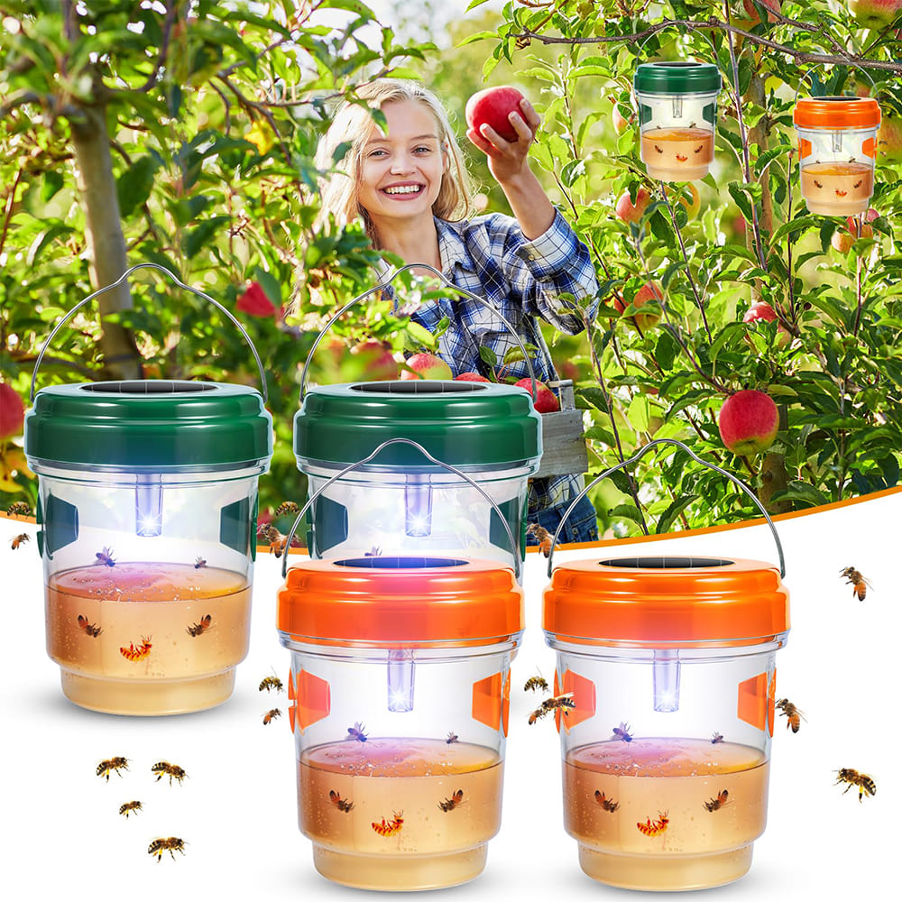 4 Pack Solar Powered Wasp Trap Outdoor Hanging