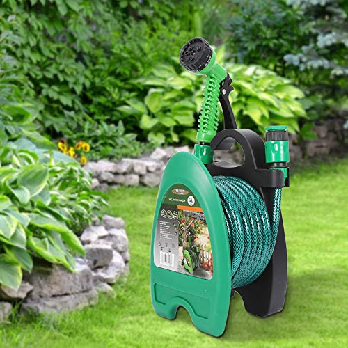 Portable Wall-mounted Garden Hose Reel with Sprayer