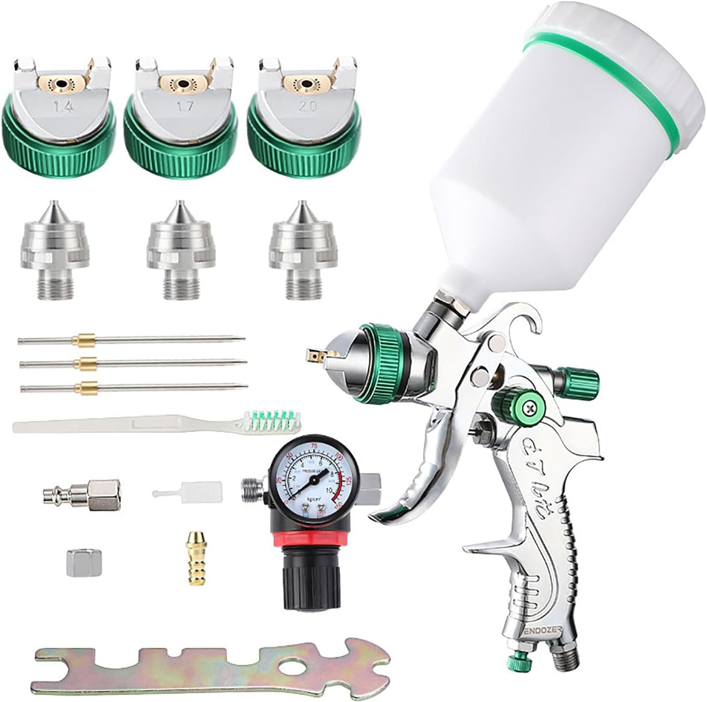 HVLP Paint Gun with Paint Nozzles 1.4/1.7/2.0 mm