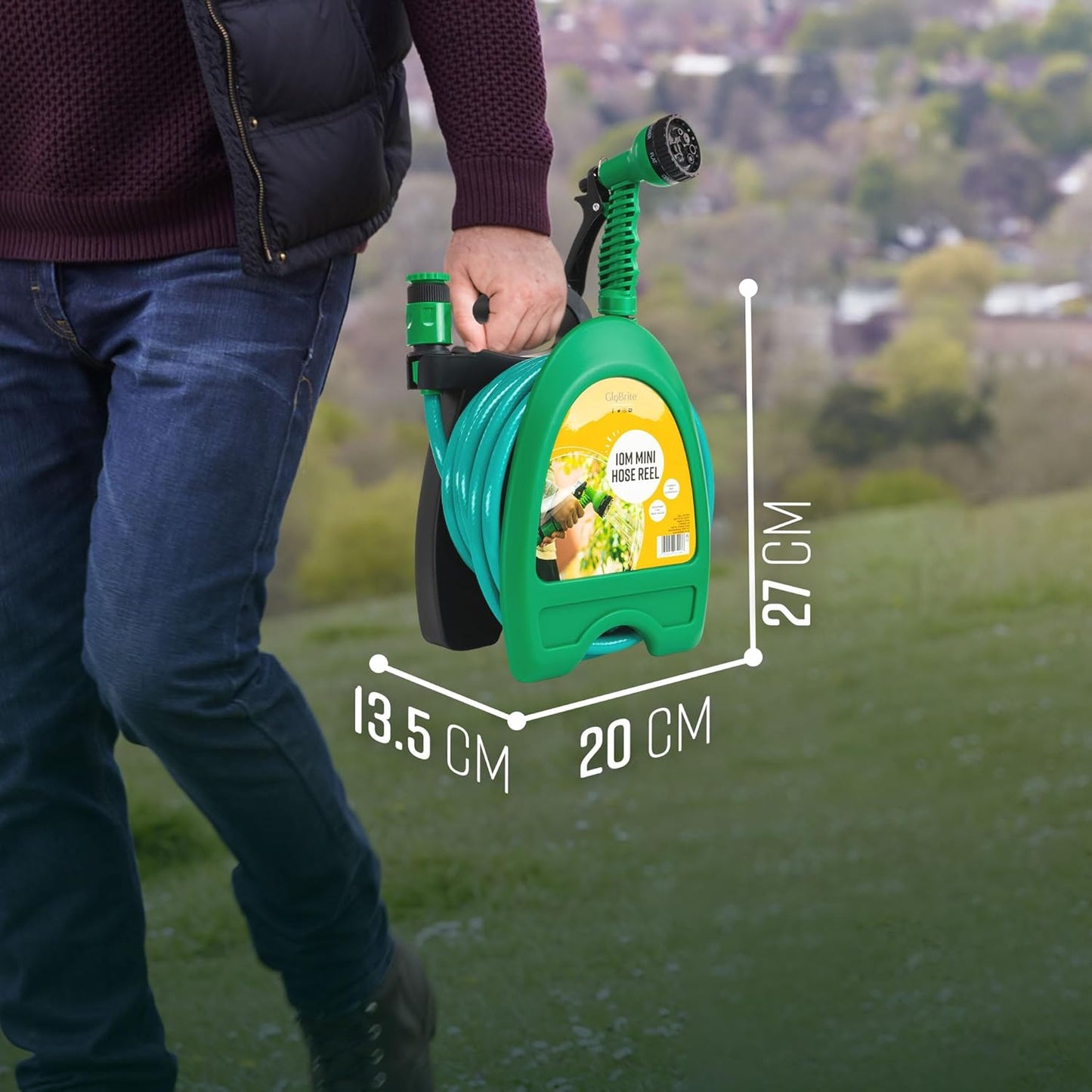Portable Wall-mounted Garden Hose Reel with Sprayer