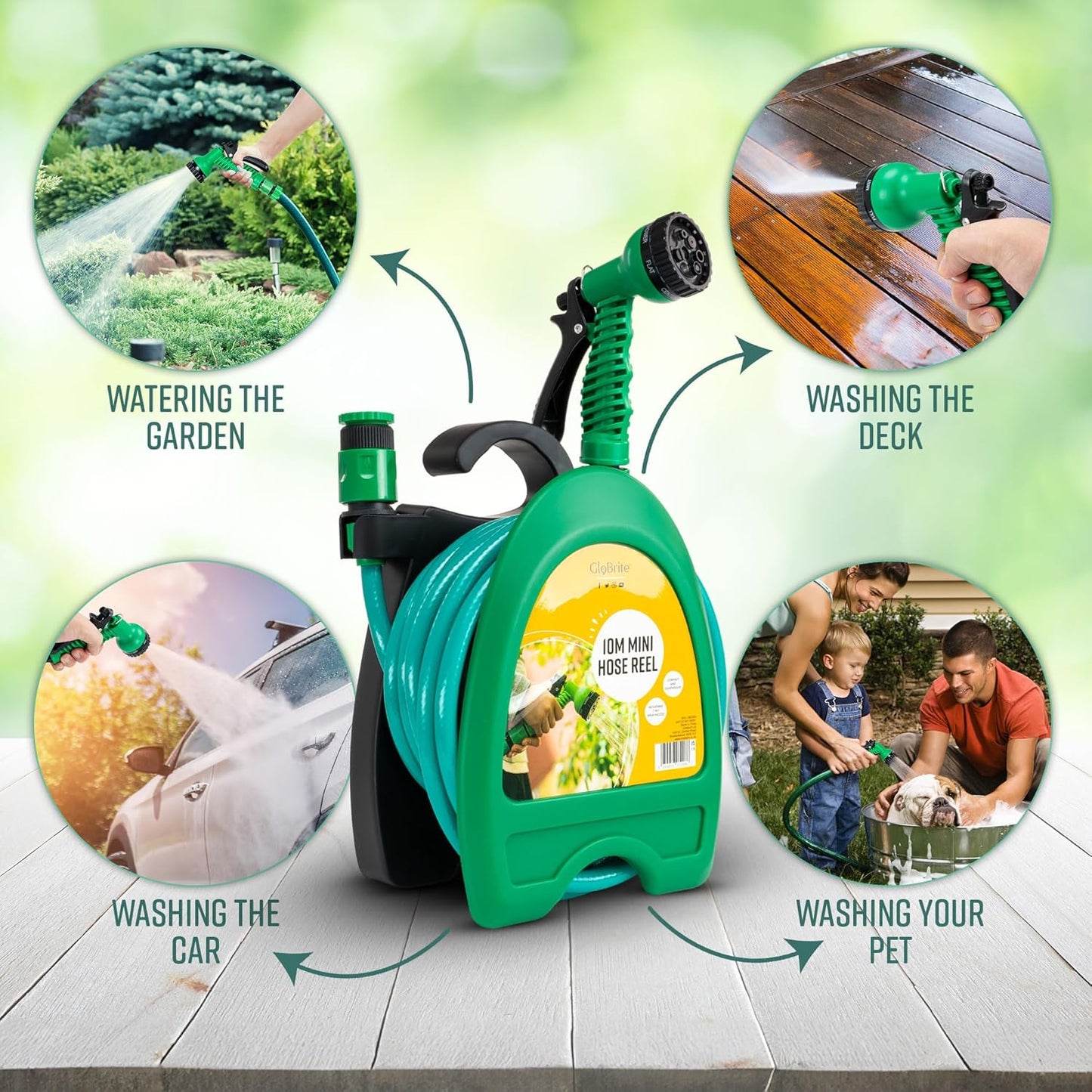 Portable Wall-mounted Garden Hose Reel with Sprayer