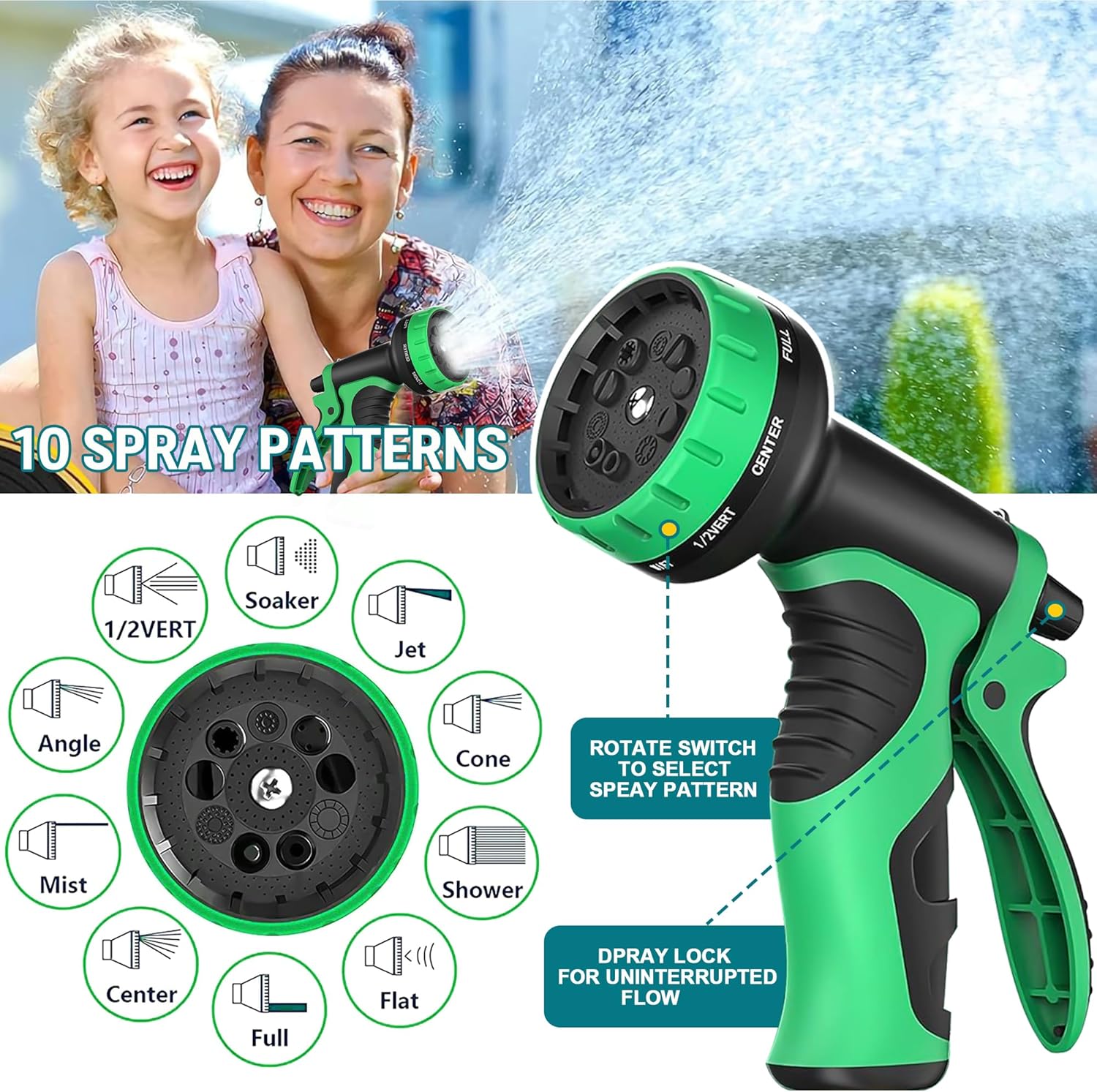 Expandable Garden Hose with 10 Function Nozzle Sprayer