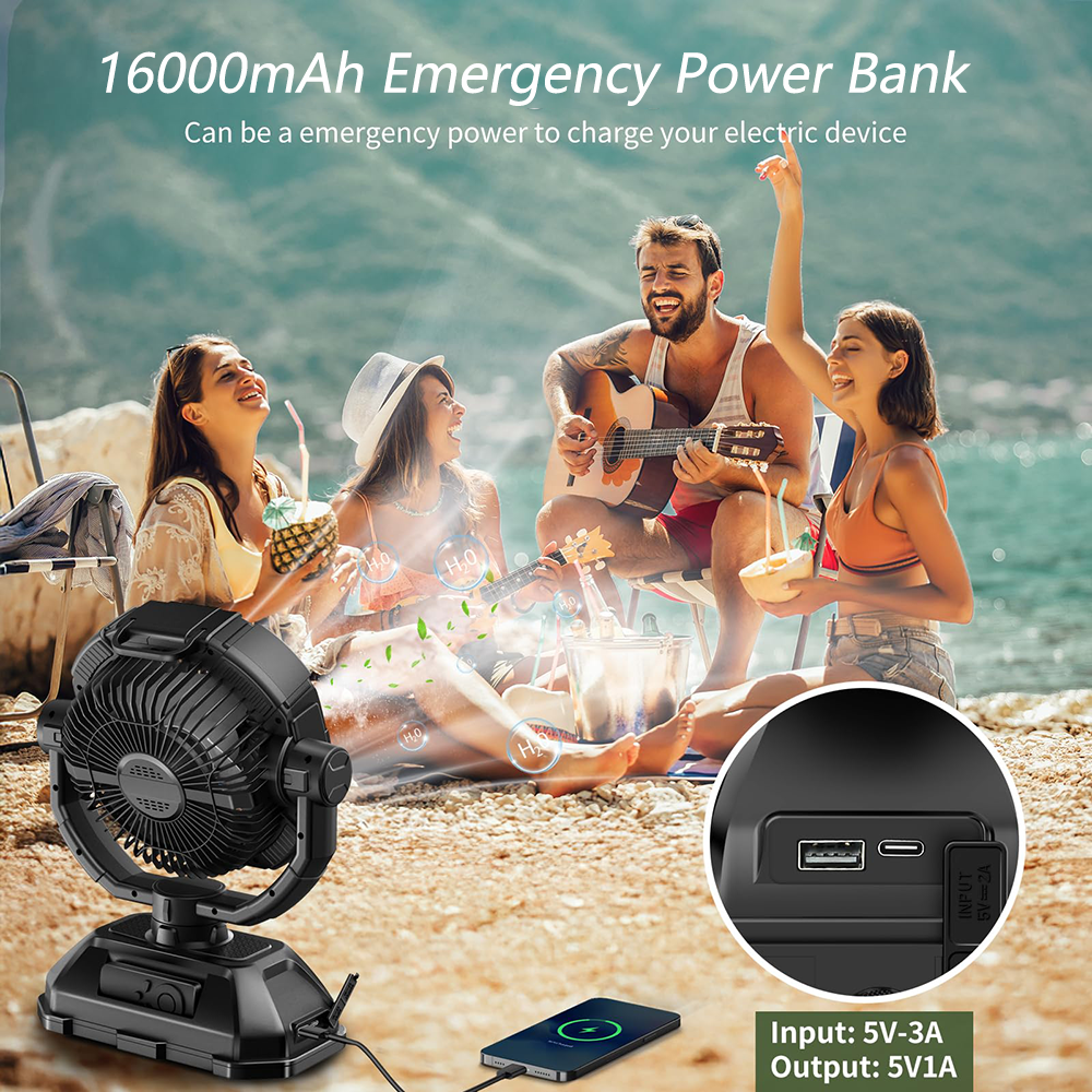 Upgrade Portable Misting Fan with LED Lights for Outdoor Patios