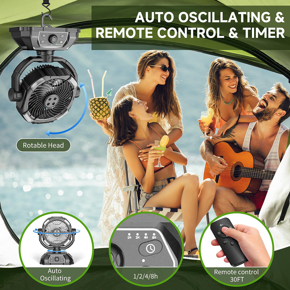 Upgrade Portable Misting Fan with LED Lights for Outdoor Patios