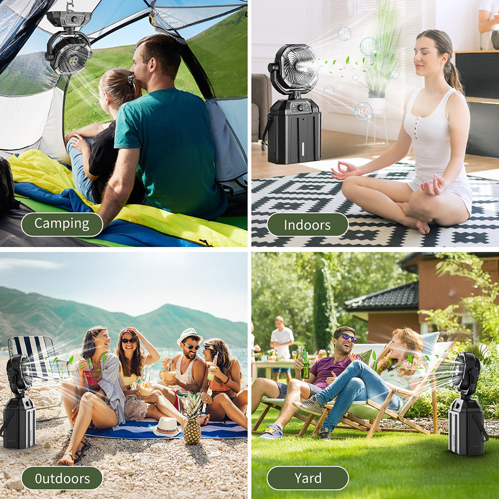 Upgrade Portable Misting Fan with LED Lights for Outdoor Patios