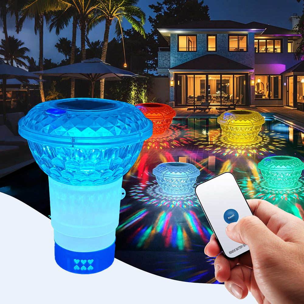 Color-changing outdoor light with smartphone control in a pool setting