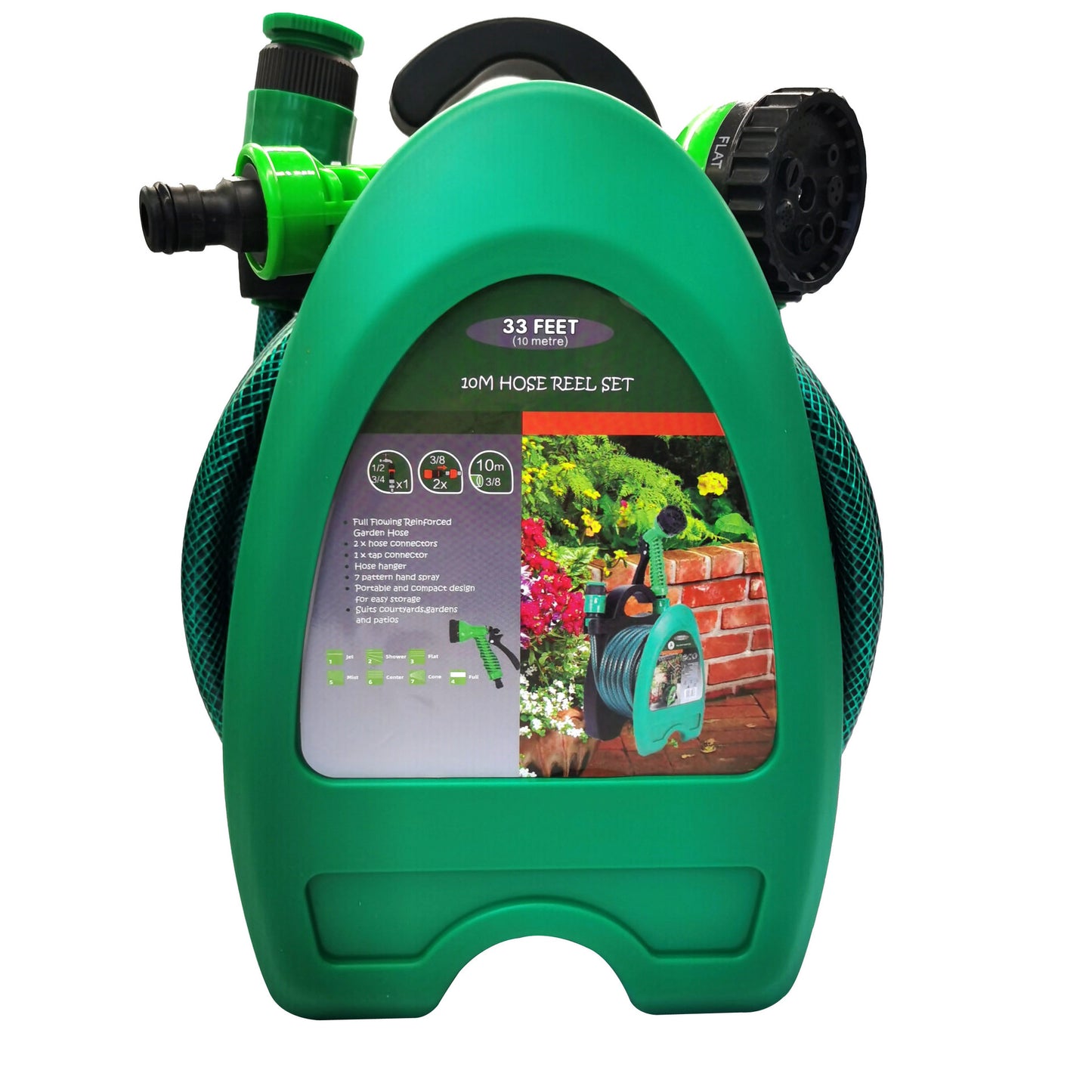 Portable Wall-mounted Garden Hose Reel with Sprayer