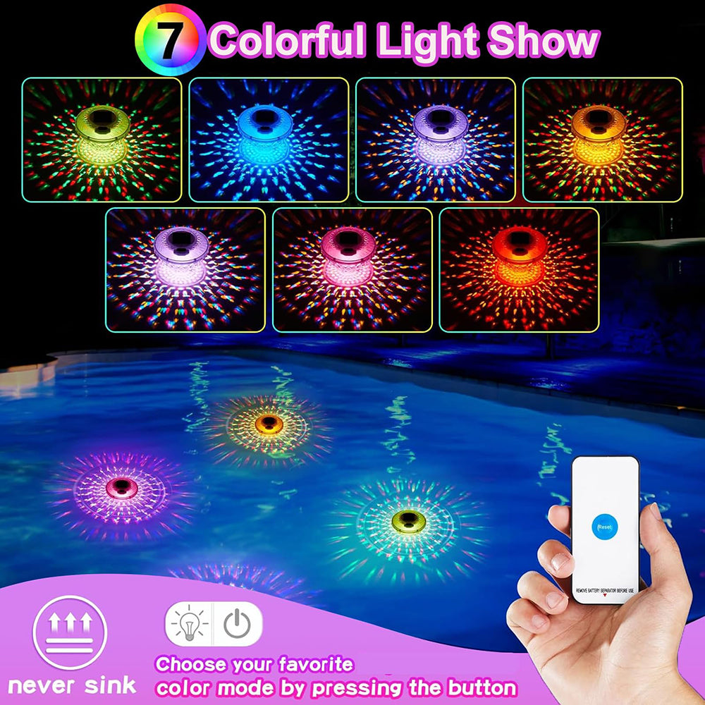Colorful light show in a pool with smartphone control