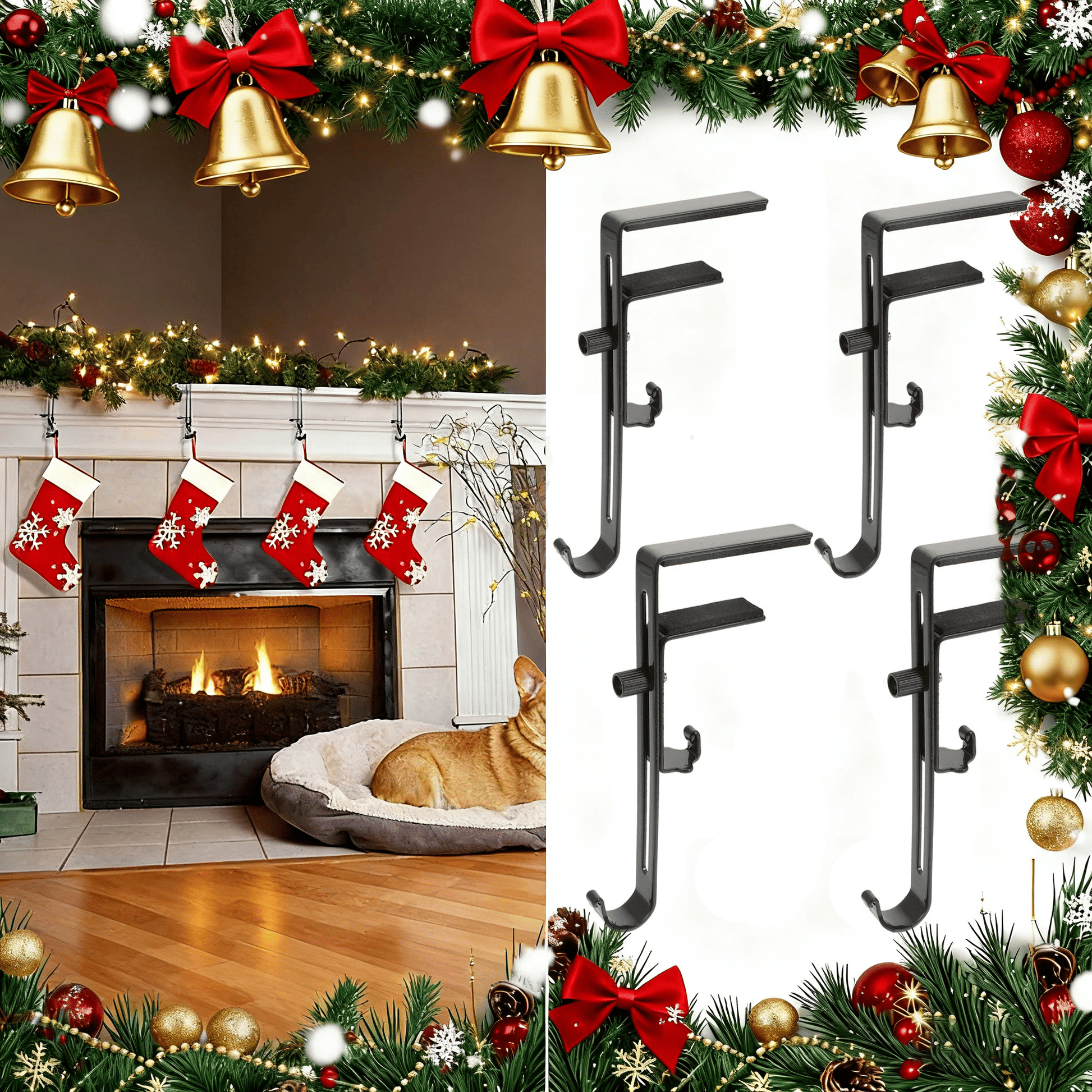 2 in 1 Adjustable Christmas Garland and Stocking Hanger