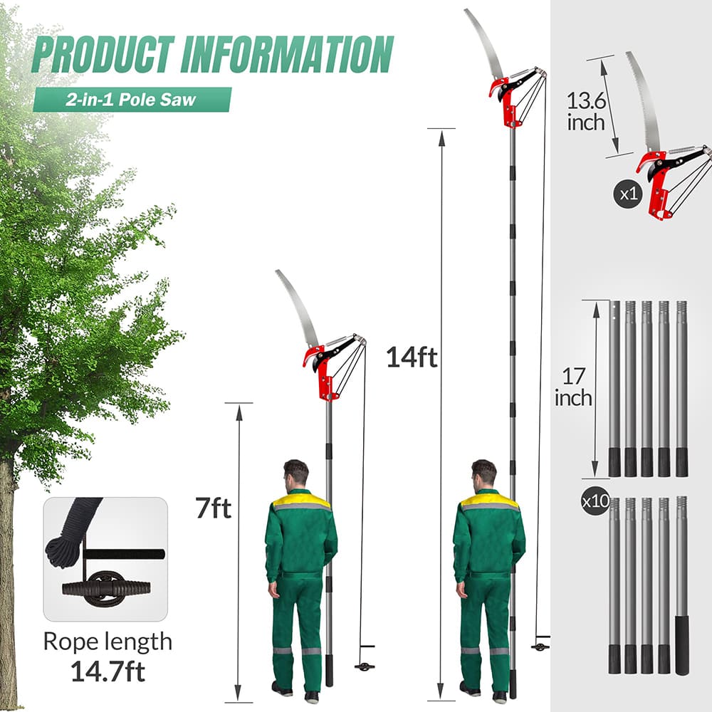2-in-1 Pruner & Saw with Extendable Handle