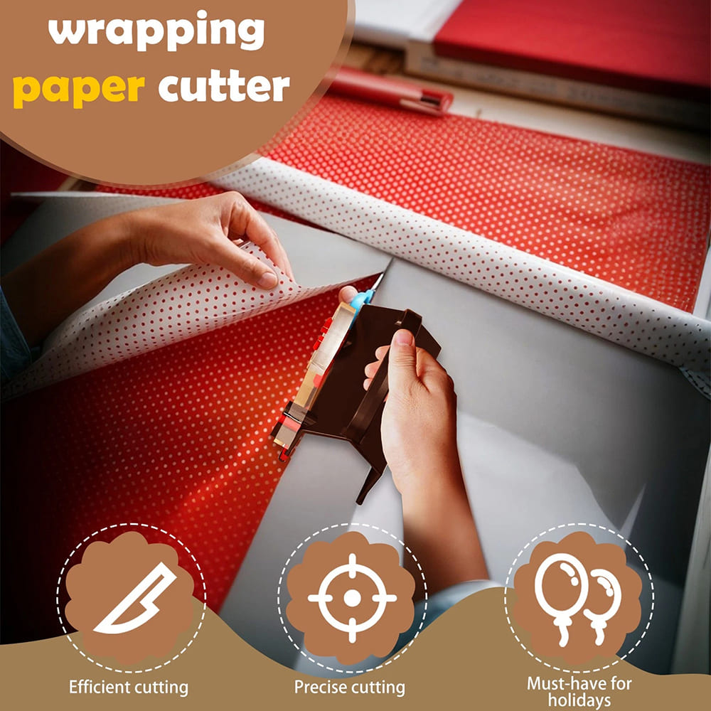 Wrapping Paper Cutter and Tape Dispenser for Christmas Gift