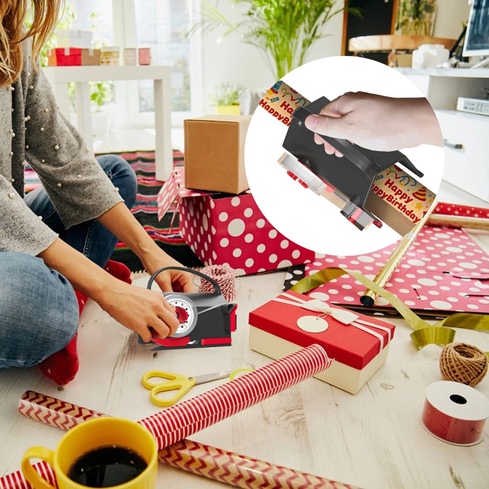 Wrapping Paper Cutter and Tape Dispenser for Christmas Gift