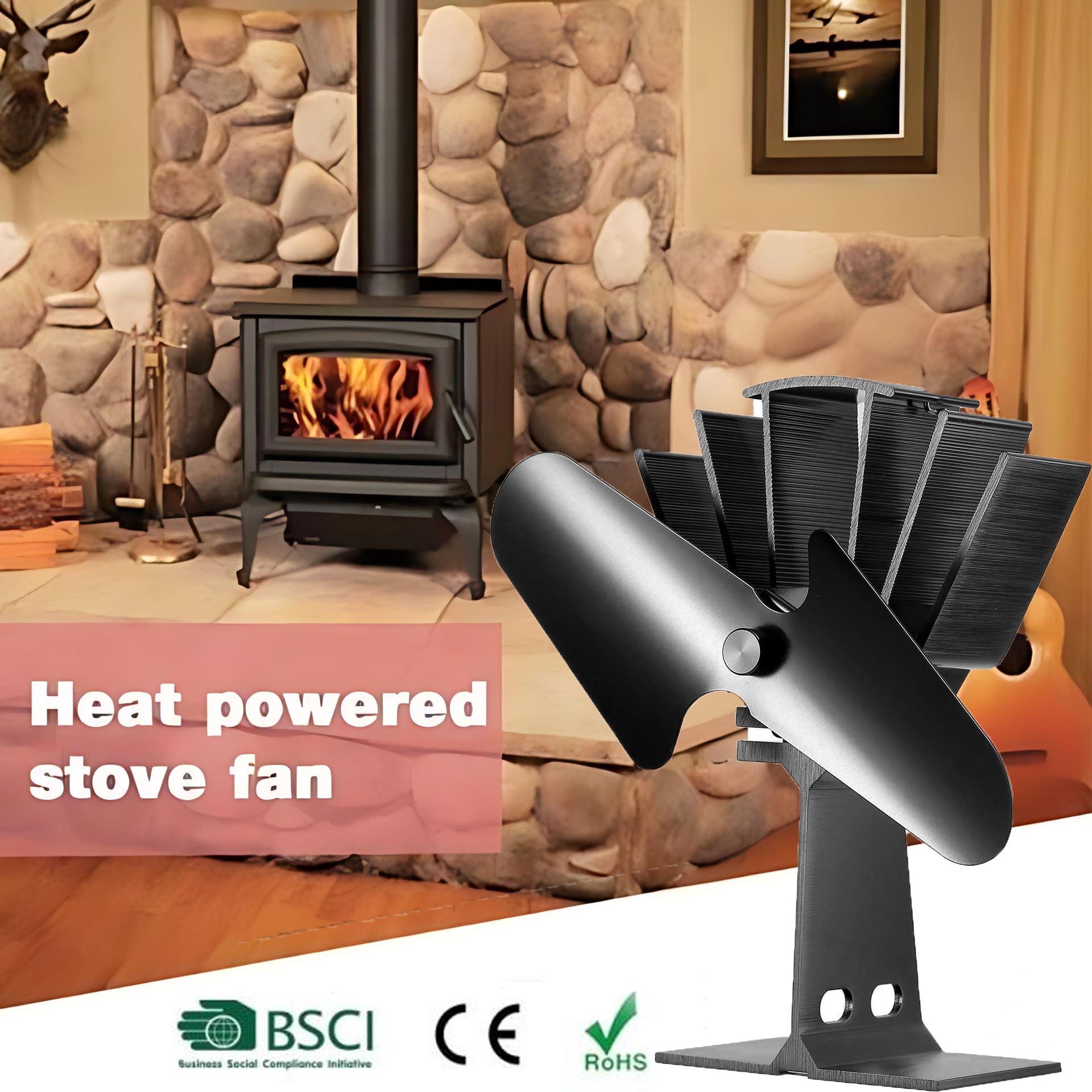 Dual Blade Heat Powered Stove Fan – Stronger Airflow, Longer Lasting