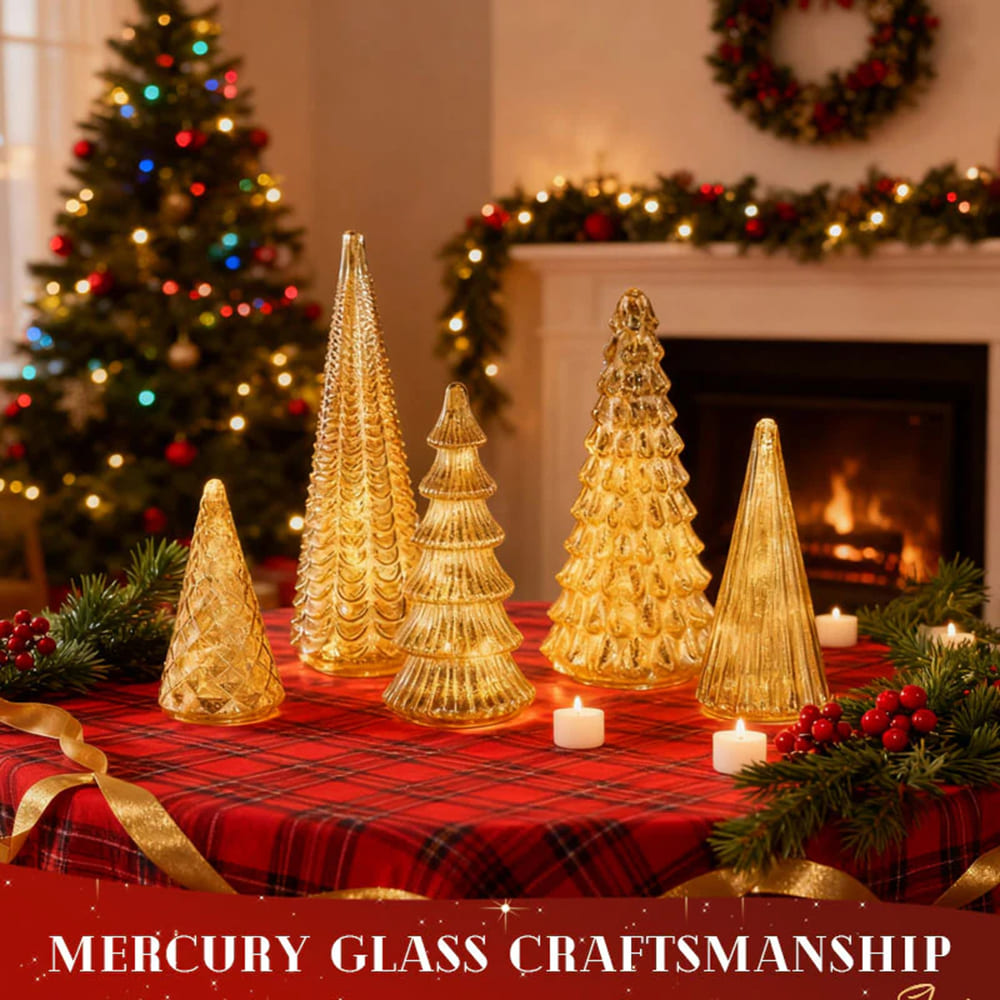 5PCS 2025 LED Christmas Tree Decoration Set