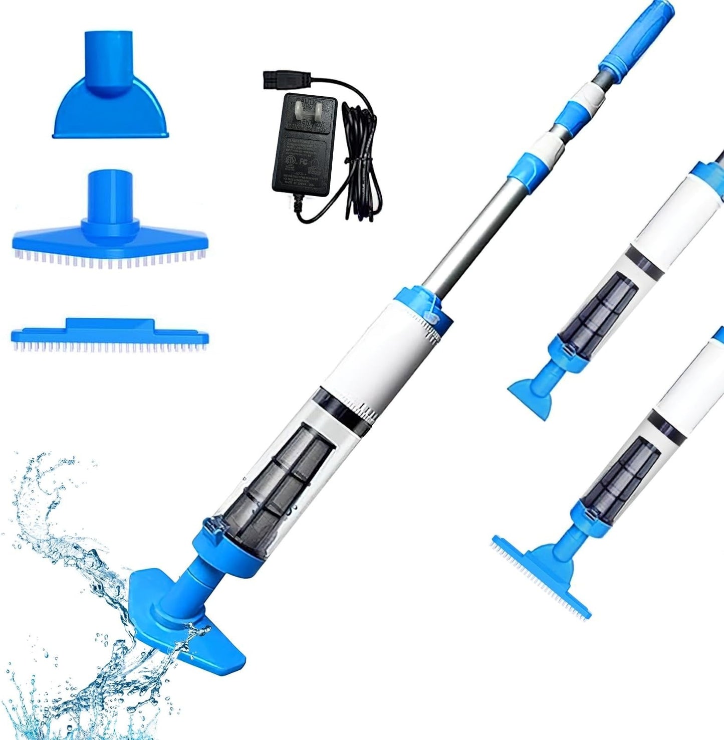 3-in-1 Cordless Pool Vacuum with Extension Rod