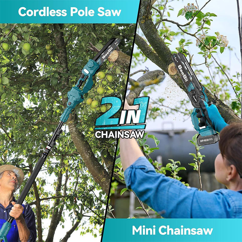 High Power Chainsaw & Pole Saw Combo – Includes FREE Garden Pruner