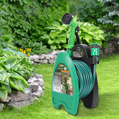 Portable Wall-mounted Garden Hose Reel with Sprayer
