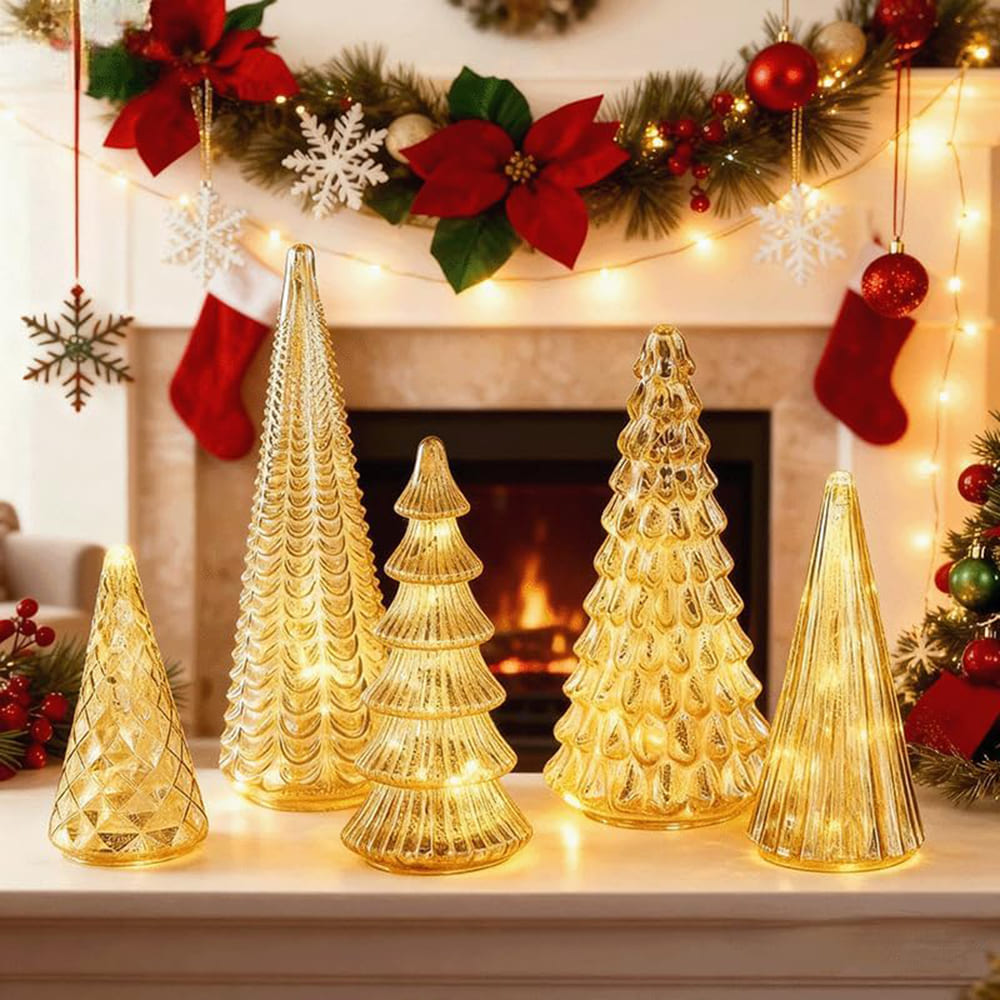 5PCS 2025 LED Christmas Tree Decoration Set