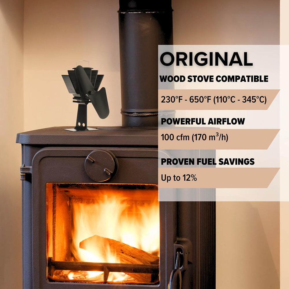 Dual Blade Heat Powered Stove Fan – Stronger Airflow, Longer Lasting