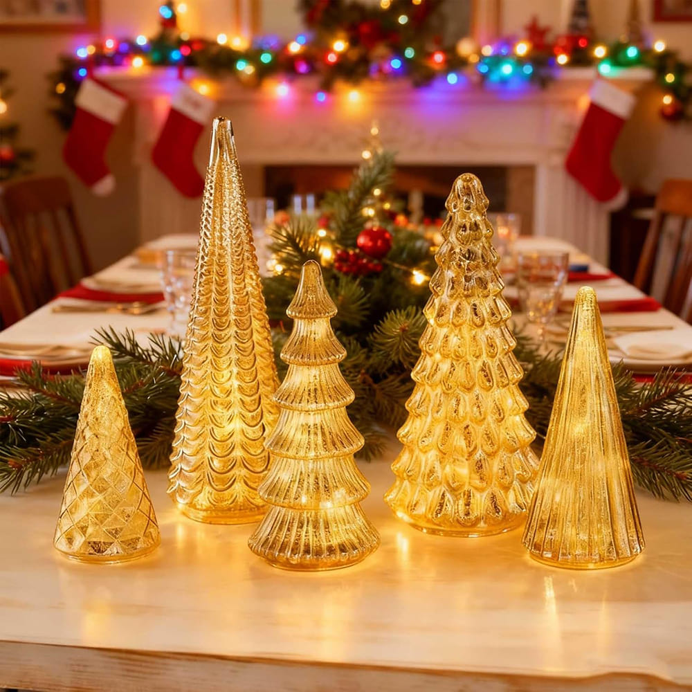 5PCS 2025 LED Christmas Tree Decoration Set