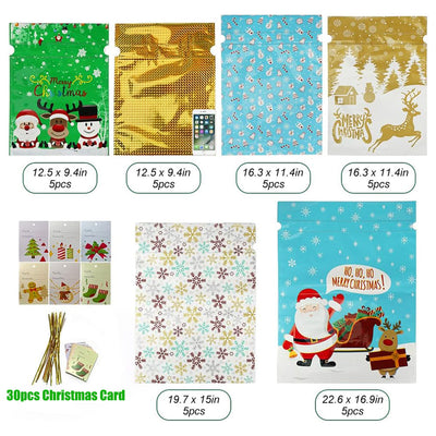 30PCS Christmas Gift Bags Assorted Sizes with Gift Tag