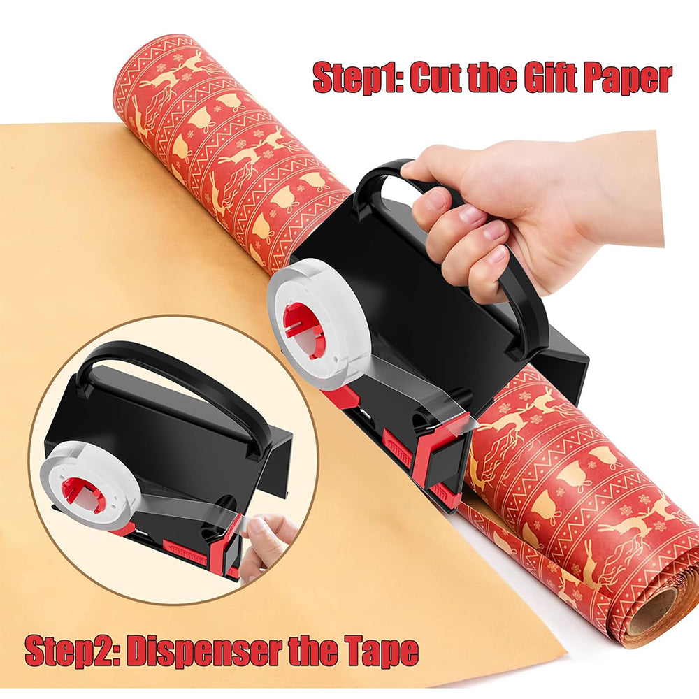 Wrapping Paper Cutter and Tape Dispenser for Christmas Gift