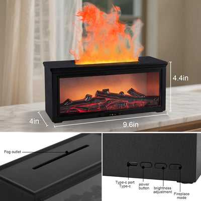 4-in-1 Fireplace Flame Diffuser with 7 Colors