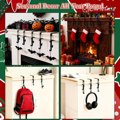 4/8 Pack Christmas Fireplace Stocking and Garland Hanger