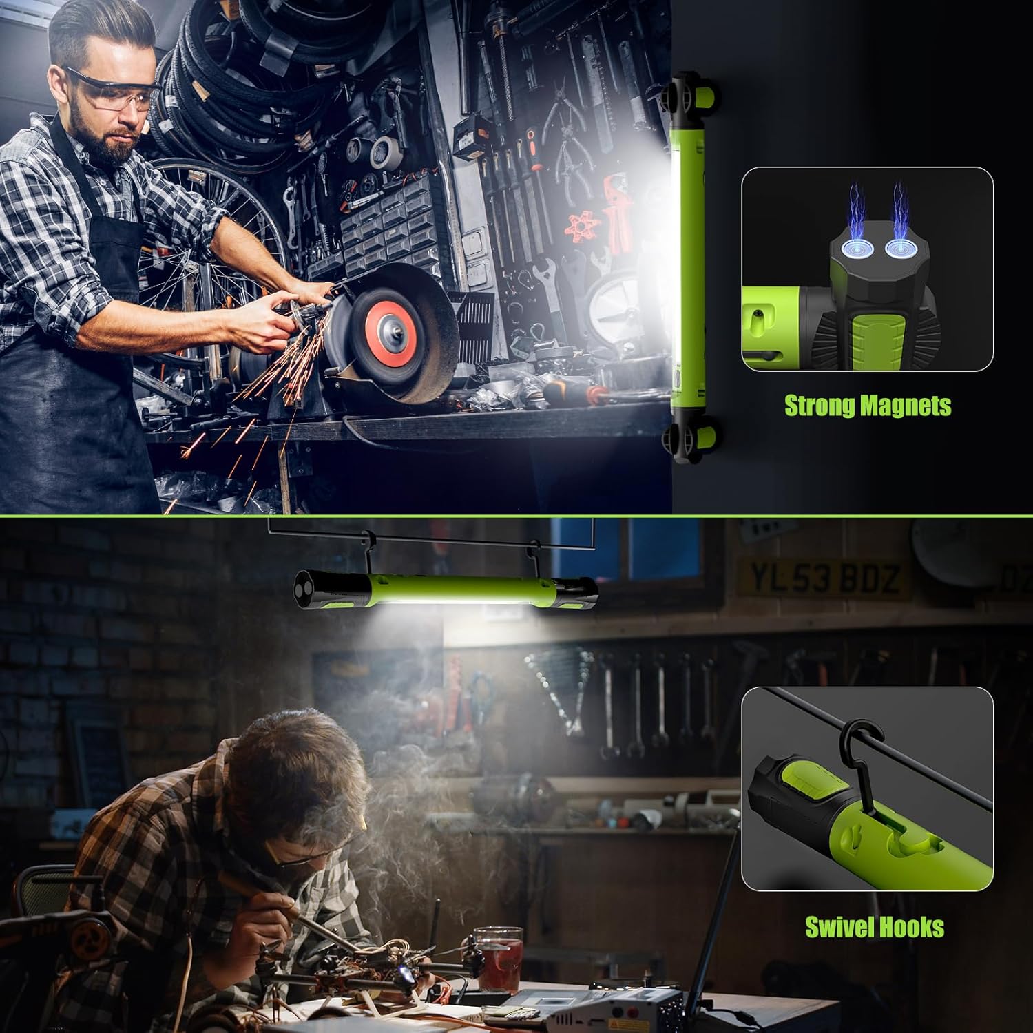 5200mAh Rechargeable Magnetic Underhood Work Light with Hooks