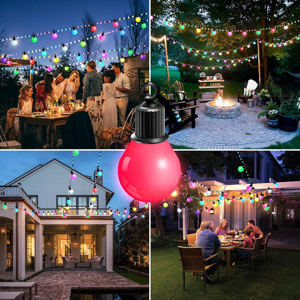 Smart Outdoor RGBIC Bulb String Lights