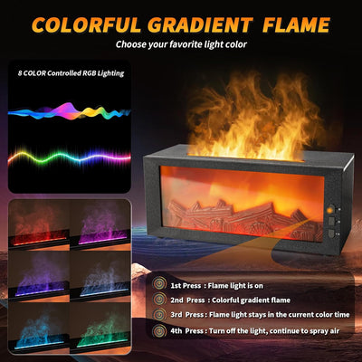 4-in-1 Fireplace Flame Diffuser with 7 Colors