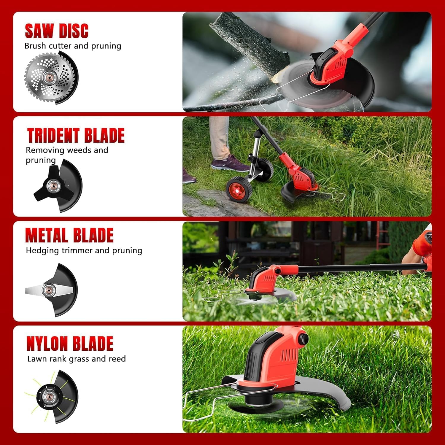 Upgraded 4 in 1 Cordless Grass Trimmer, Weed Eater & Edger