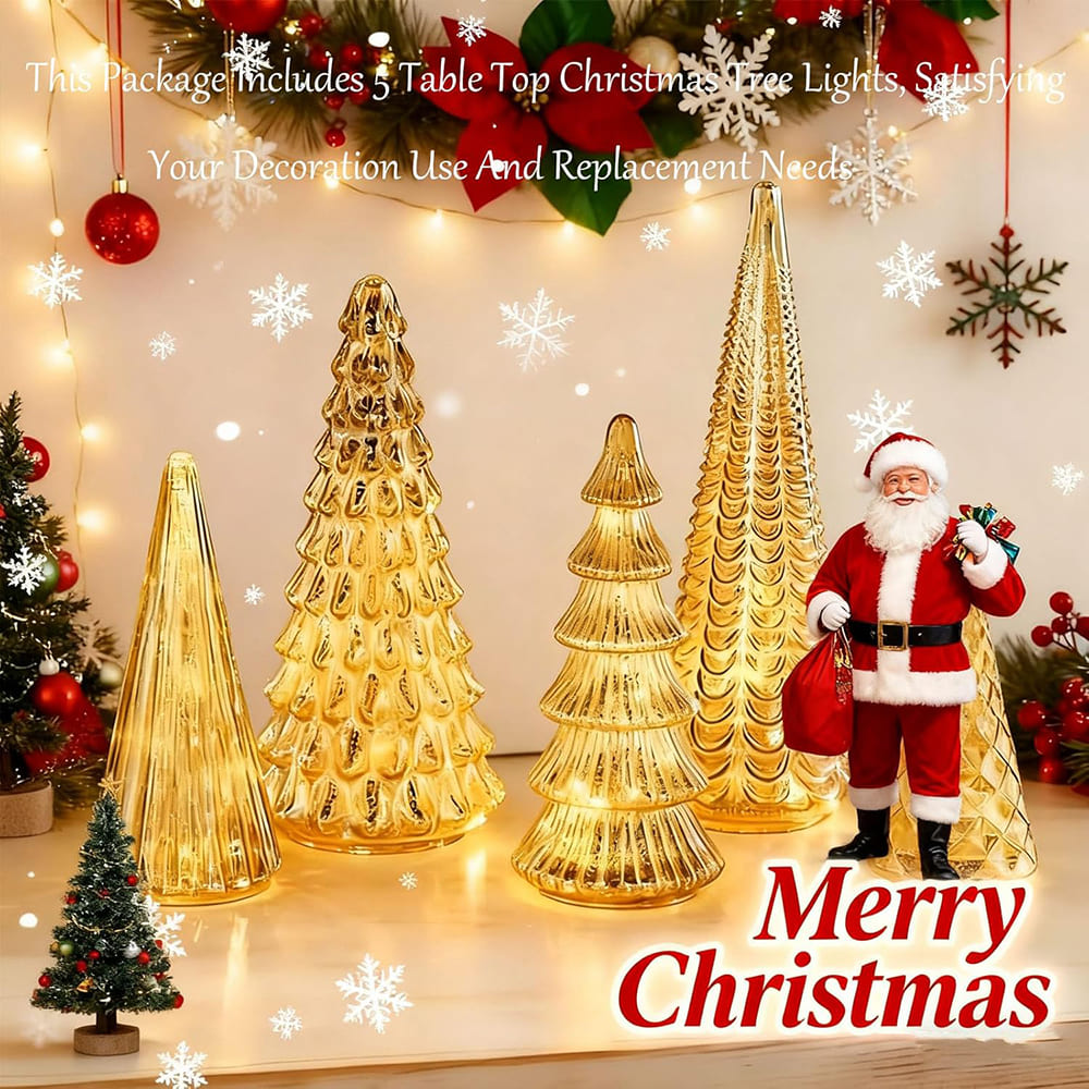 5PCS 2025 LED Christmas Tree Decoration Set