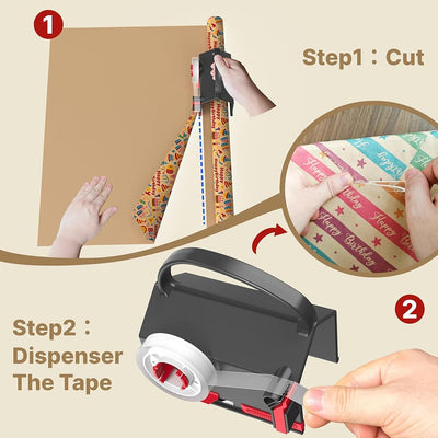 Wrapping Paper Cutter and Tape Dispenser for Christmas Gift
