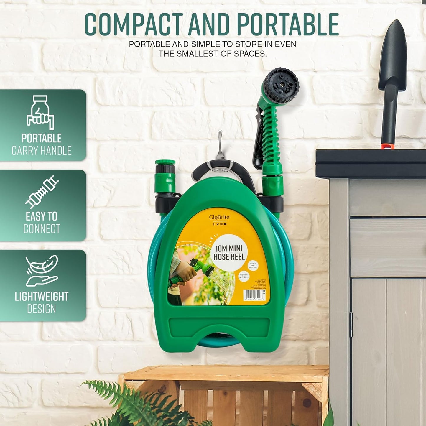 Portable Wall-mounted Garden Hose Reel with Sprayer