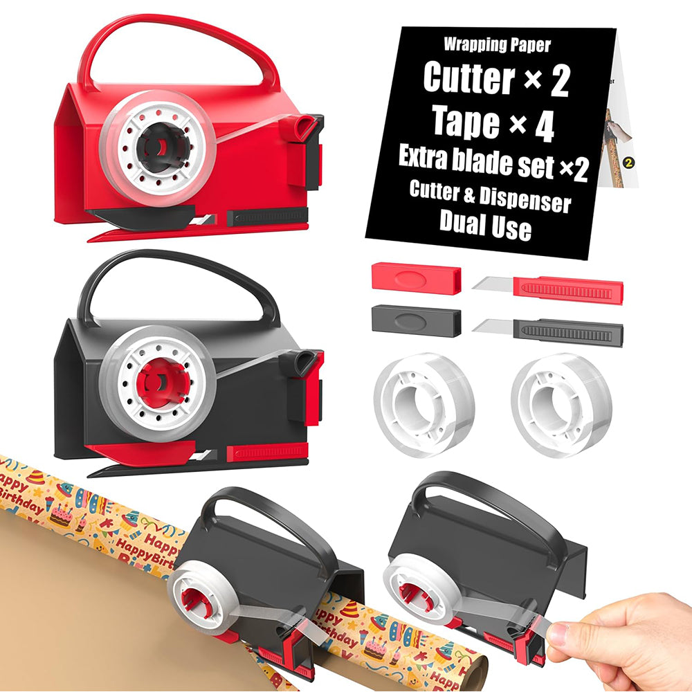 Wrapping Paper Cutter and Tape Dispenser for Christmas Gift