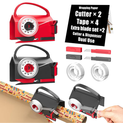 Wrapping Paper Cutter and Tape Dispenser for Christmas Gift