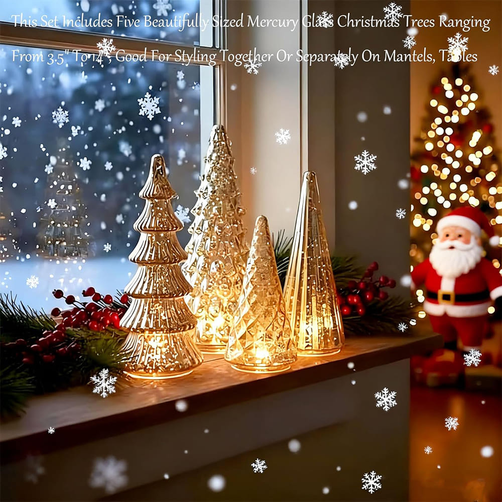 5PCS 2025 LED Christmas Tree Decoration Set