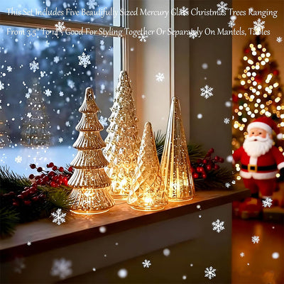 5PCS 2025 LED Christmas Tree Decoration Set