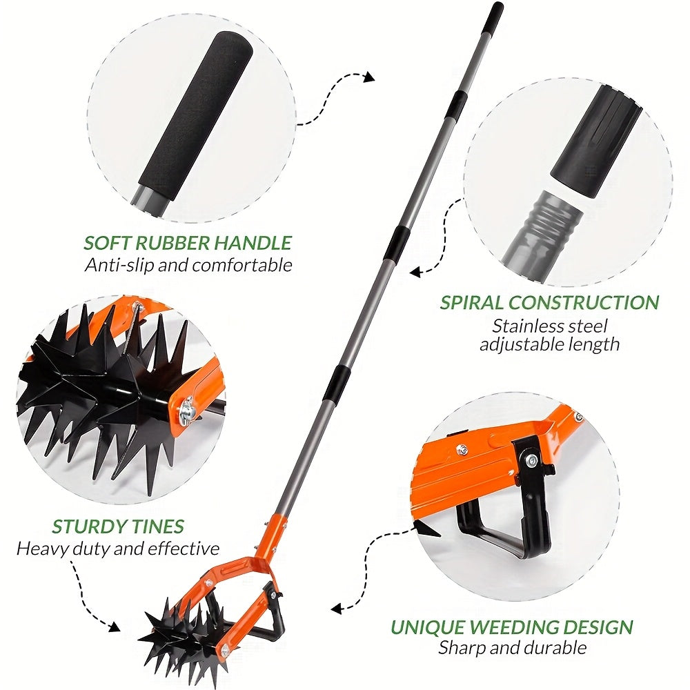 2-in-1 Adjustable Garden Tiller & Weeder