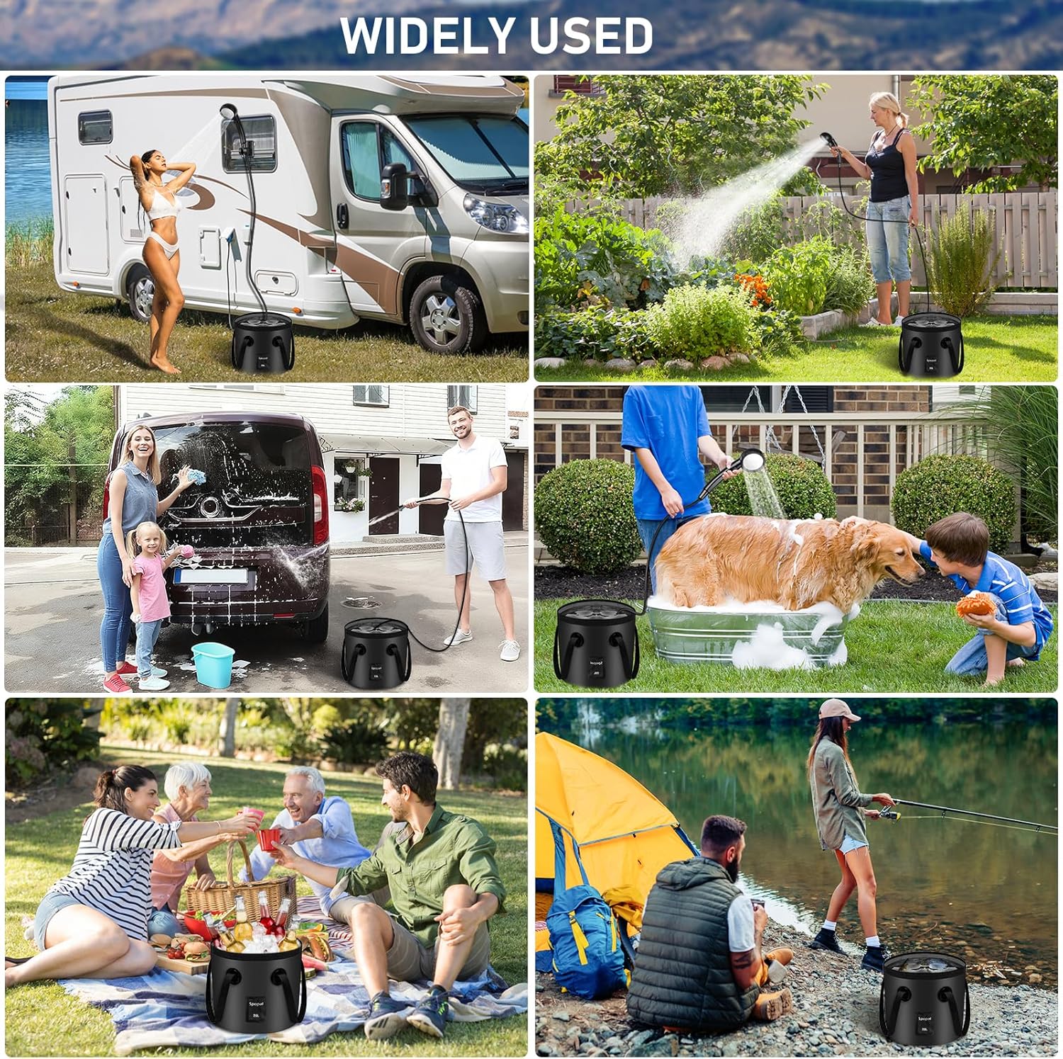 Portable Camping Shower with 20L Bucket for Hiking Travel