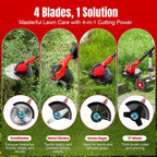4 in 1 Cordless Grass Trimmer, Weed Eater & Edger and Mower