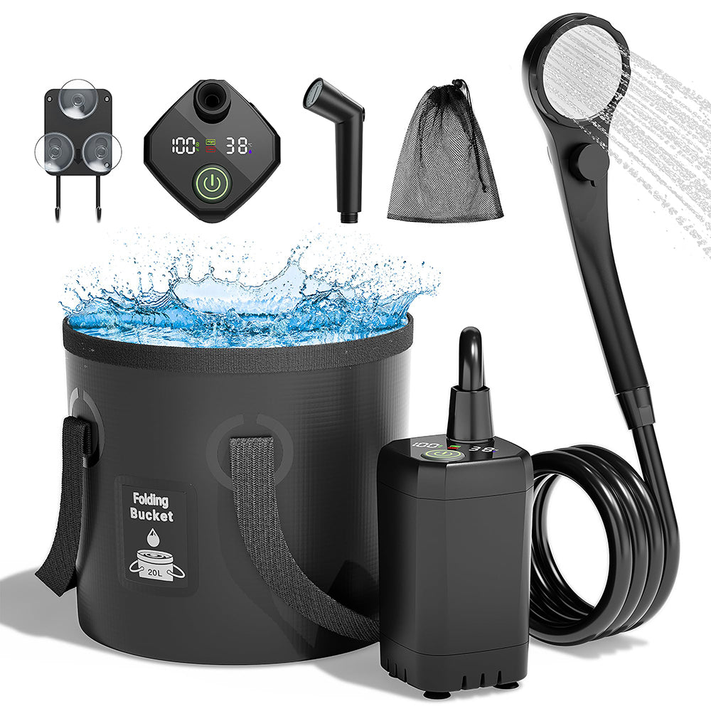 Portable Camping Shower with 20L Bucket for Hiking Travel
