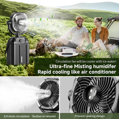 Upgrade Portable Misting Fan with LED Lights for Outdoor Patios
