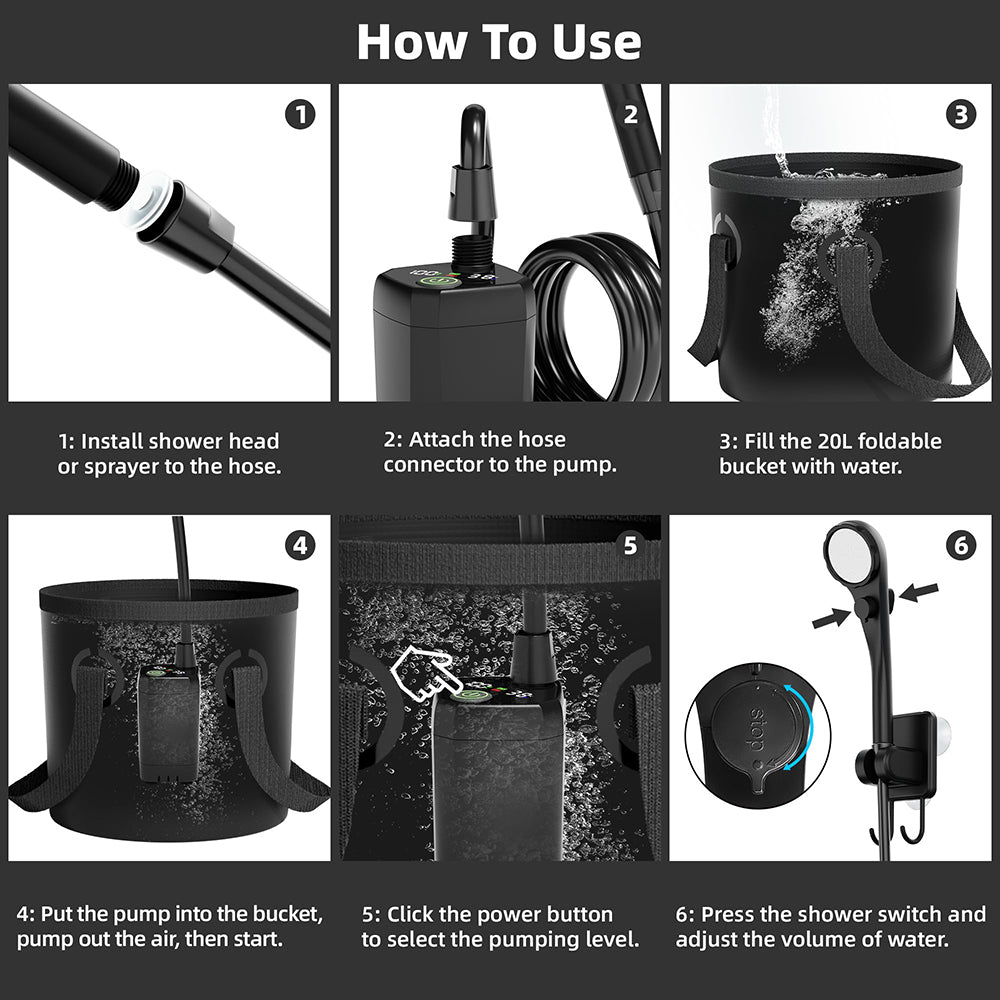 Portable Camping Shower with 20L Bucket for Hiking Travel