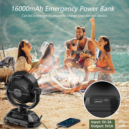 Upgrade Portable Misting Fan with LED Lights for Outdoor Patios