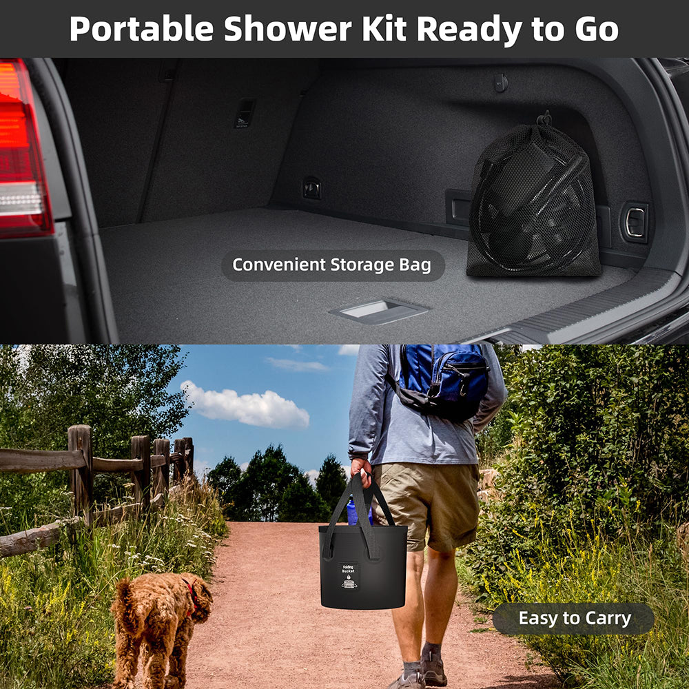Portable Camping Shower with 20L Bucket for Hiking Travel