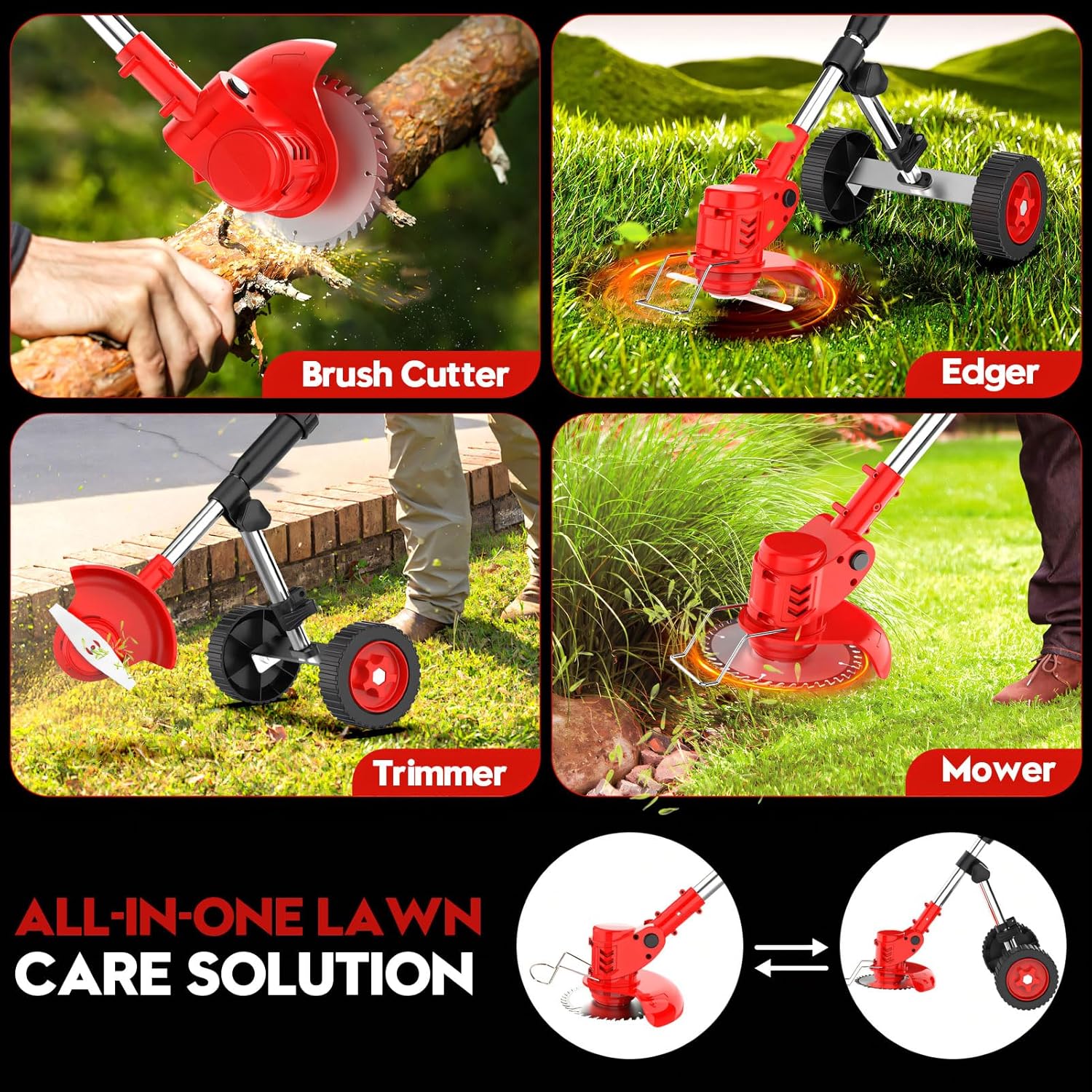 Upgraded 4 in 1 Cordless Grass Trimmer, Weed Eater & Edger