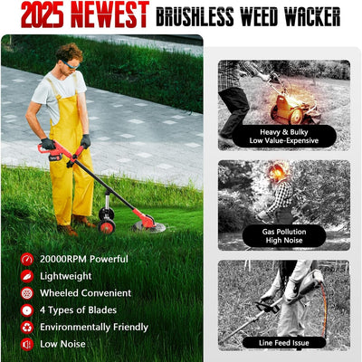 Upgraded 4 in 1 Cordless Grass Trimmer, Weed Eater & Edger