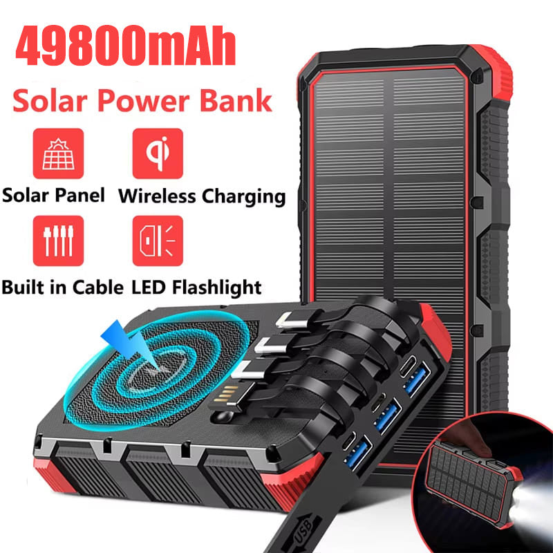 49800mAh Portable Solar Power Bank for All Cellphones